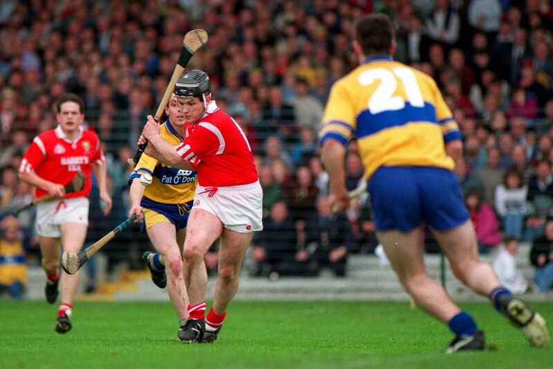 Ger Manley drives home Cork's first goal against Clare at the Gaelic Grounds in 1995. Picture: Brendan Moran/Sportsfile