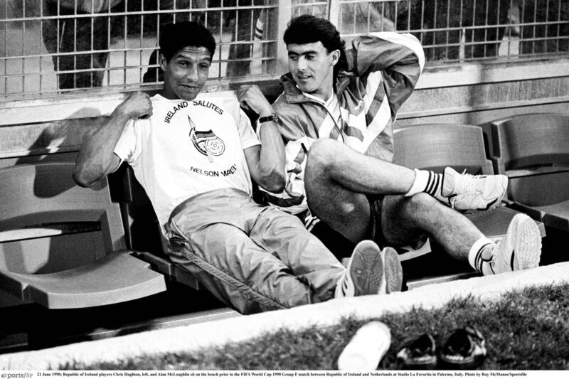 Chris Hughton and Alan McLoughlin sit on the bench prior to the game. Picture: Ray McManus/Sportsfile Chris Hughton and Alan McLoughlin sit on the bench prior to the game. Picture: Ray McManus/Sportsfile