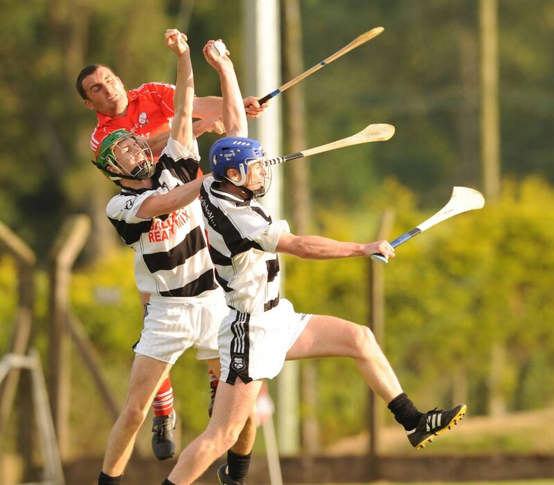 Ballyhea defender Barry Coleman catches the sliotar cleanly. Picture: Des Barry Ballyhea defender Barry Coleman catches the sliotar cleanly. Picture: Des Barry