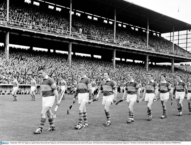 Tipperary captain Jimmy Doyle leads the Premier and Wexford teams out in the 1965 All-Ireland hurling final. Picture: Connolly Collection/SPORTSFILE Tipperary captain Jimmy Doyle leads the Premier and Wexford teams out in the 1965 All-Ireland hurling final. Picture: Connolly Collection/SPORTSFILE