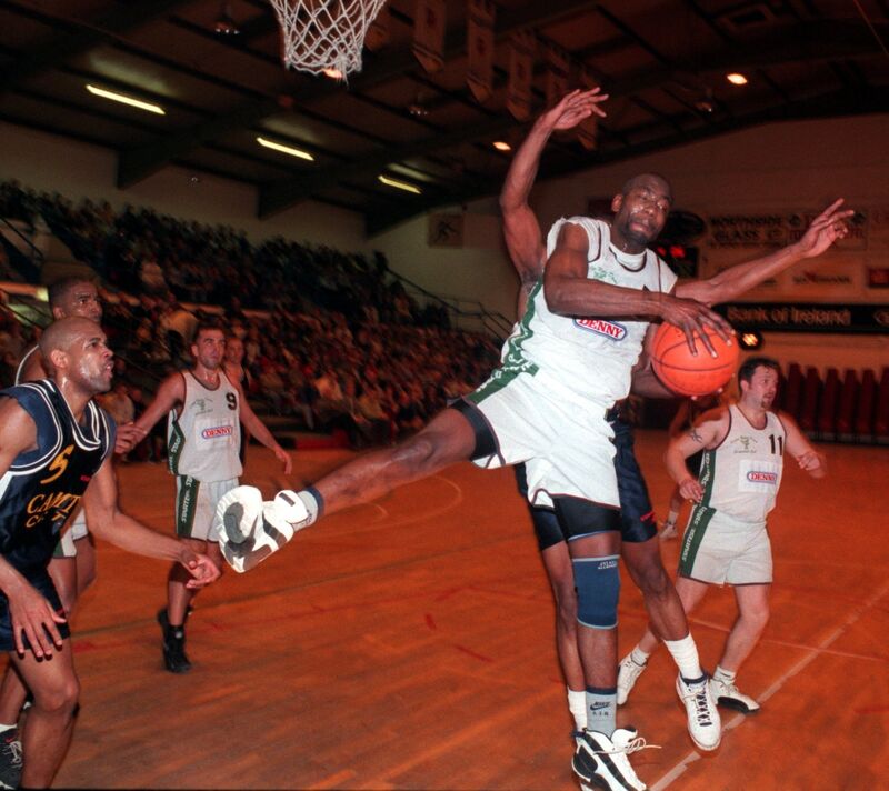 McMillan, then with Notre Dame, winning the ball from Neptune's Terry Strickland and Mario Raul Mullen. Picture: Denis Minihane. McMillan, then with Notre Dame, winning the ball from Neptune's Terry Strickland and Mario Raul Mullen. Picture: Denis Minihane.