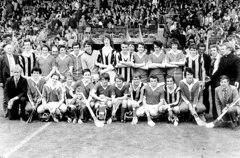 The Cork minors after their great win over Kilkenny in 1979. Back: Jim O'Grady, Willie Cashman, Diarmuid Scanlon, John 'Kid' Cronin, Tadhg Coakley, Ger Whooley, Ger Cunningham, Kevin Hennessy, Kieran O'Driscoll, Denis Forde, Christy Marshall, Martin O'Sullivan, Pat Deasy, John Hodgins, Paddy O'Driscoll, John Dillon, Fr Michael O'Brien. Front: Paddy O'Mahony, Martin McCarthy, Jimmy Greally, Kieran White, Tony Coyne, Christy Coughlan, Tony O'Sullivan, Colm O'Connor, Robbie Hegarty, Denis Walsh, Martin Hennessy, Tom Nott.