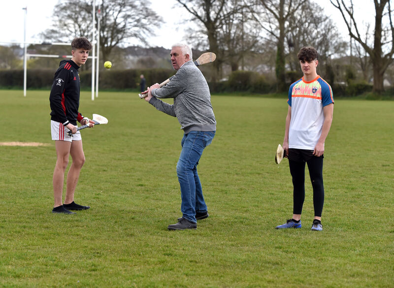 Ger Cunningham out for a puck with his sons Ben and Sam. Picture: Eddie O'Hare