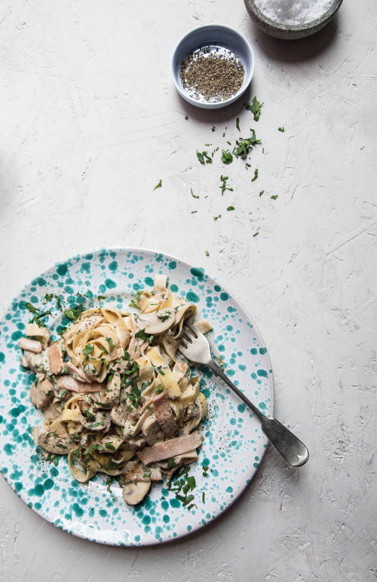 Recipe: Smoked Turkey Rasher and Mushroom Carbonara by Trisha Lewis