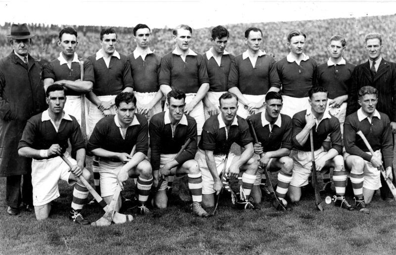 Jack Lynch (seventh from left, back row) with the Cork team before the 1946 All-Ireland final.
