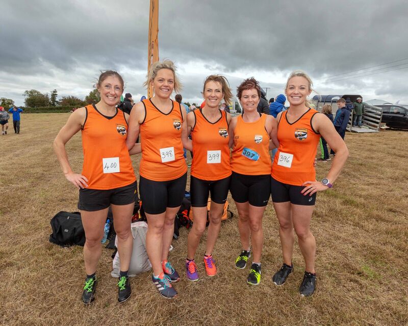 Collette O'Donoghue, Mary Collins, Linda O'Sullivan, Gwen Conroy & Claire O'Brien from Watergrasshill AC competing in the 2018 County Cross Country Run hosted by West Muskerry AC in Ballyverane, near Macroom, Co. Cork. Picture: John Delea.