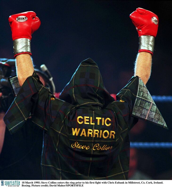 Steve Collins enters the ring prior to his first fight with Chris Eubank in Millstreet, on March 18, 1995. Picture: David Maher/SPORTSFILE