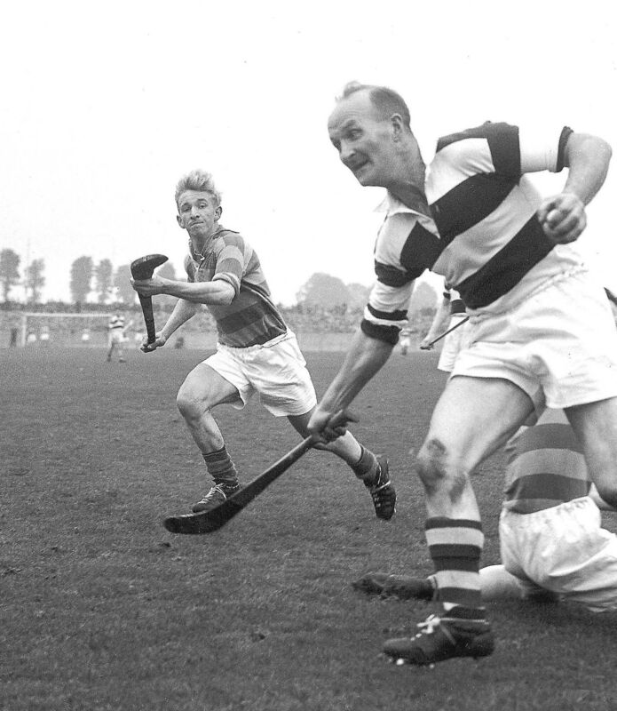 Glen Rovers’ Christy Ring bursts past the Blackrock defence during the 1956 final at the Athletic Grounds.