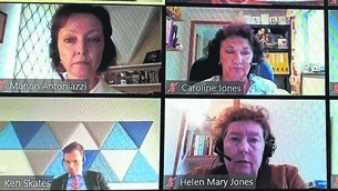 <p class="contextmenu internal_Caption">KEEPING IN TOUCH, WHILE KEEPING YOUR DISTANCE: Members of the Welsh Assembly on a Zoom call last week</p>