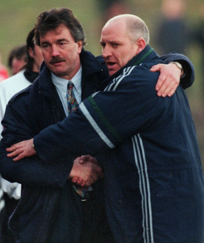 Cork City's manager Dave Barry and Shelbourne's manager Damien Richardson shake hands. Picture: Eddie O'Hare