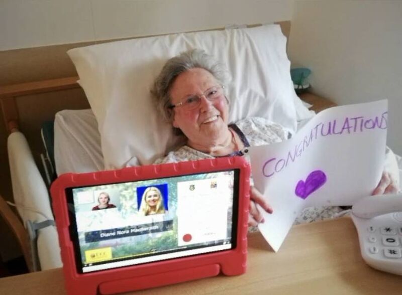 A total of 197 Medicine Graduates were conferred in a virtual ceremony at University College Cork yesterday. Among those graduates was Diane Macilwraith, grandaughter of St Luke's Nursing Home resident, Nora O' Keeffe. Picture Credit: St Luke's. A total of 197 Medicine Graduates were conferred in a virtual ceremony at University College Cork yesterday. Among those graduates was Diane Macilwraith, grandaughter of St Luke's Nursing Home resident, Nora O' Keeffe. Picture Credit: St Luke's.
