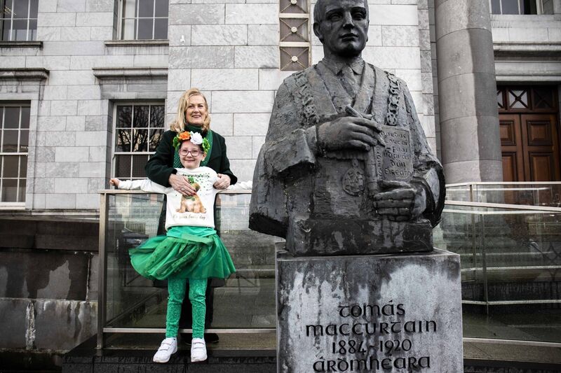 Fionnuala MacCurtain, granddaughter of former Lord Mayor of Cork, Tomás MacCurtain, with her granddaughter Leah-Mai Hartnett-MacCurtain pictured at the launch of the Cork St. Patrick’s Festival. Picture: Clare Keogh  
