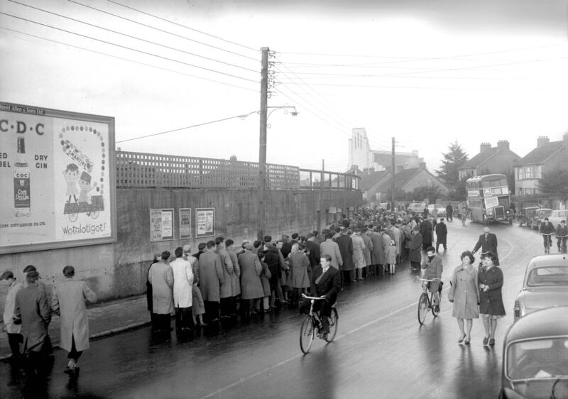 Queueing for a League of Ireland soccer match at Turner's Cross. Queueing for a League of Ireland soccer match at Turner's Cross.