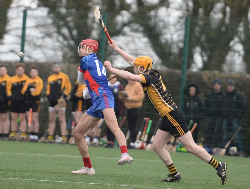 Colaiste Treasa's Alan Walsh sets up an attack against Holy Rosary College, Mountbellew in the All-Ireland Colleges C hurling semi at Rathkeale. Picture: John Tarrant