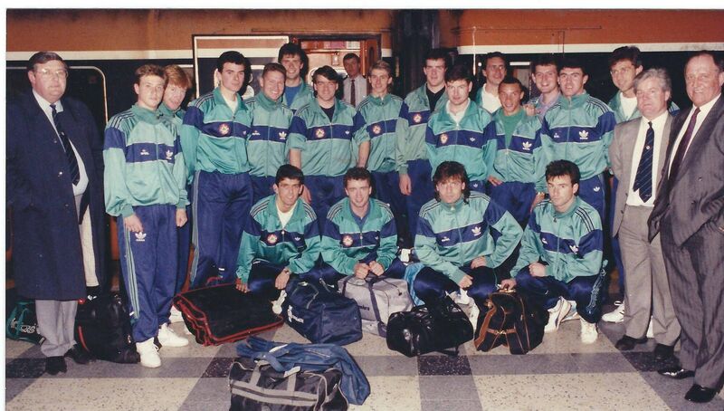 Members of the Ireland B team who faced England B at Turner's Cross 30 years ago.
