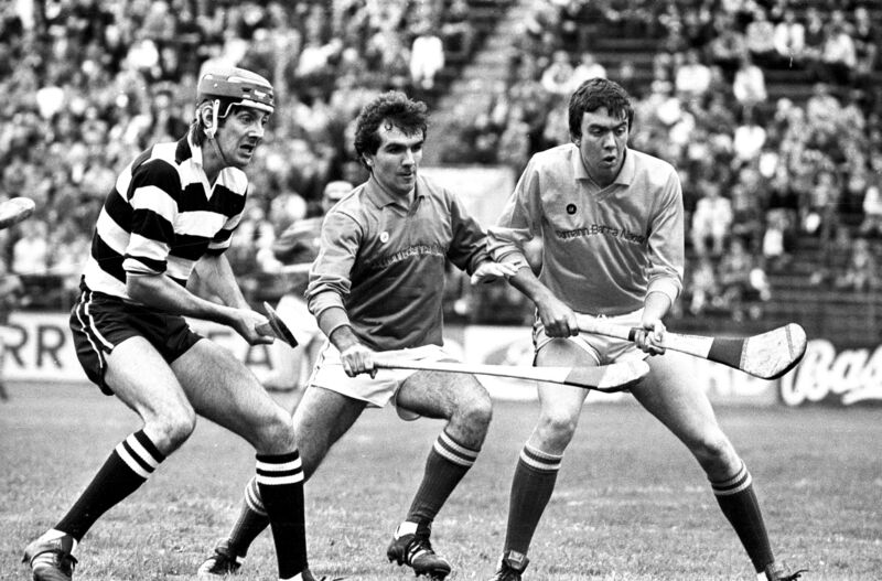 Barrs' Ger Cunningham (right) in action against Midleton in 1983. Barrs' Ger Cunningham (right) in action against Midleton in 1983.