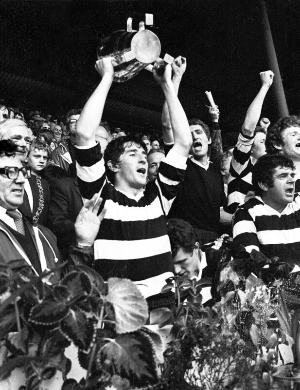 John Fenton of Midleton holds the cup aloft after his team defeated St Finbarr's in the 1983 county final at Páirc Uí Chaoimh. John Fenton of Midleton holds the cup aloft after his team defeated St Finbarr's in the 1983 county final at Páirc Uí Chaoimh.