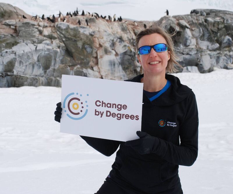 Dr Tara Shine campaigning for climate action in the Antarctic.