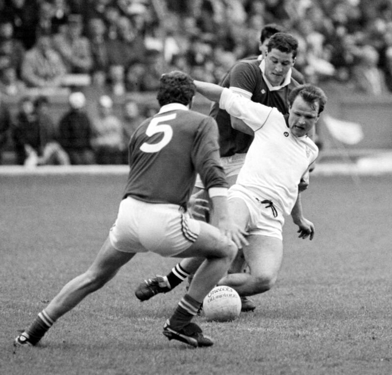 Teddy battling Armagh in a league game at Croke Park.