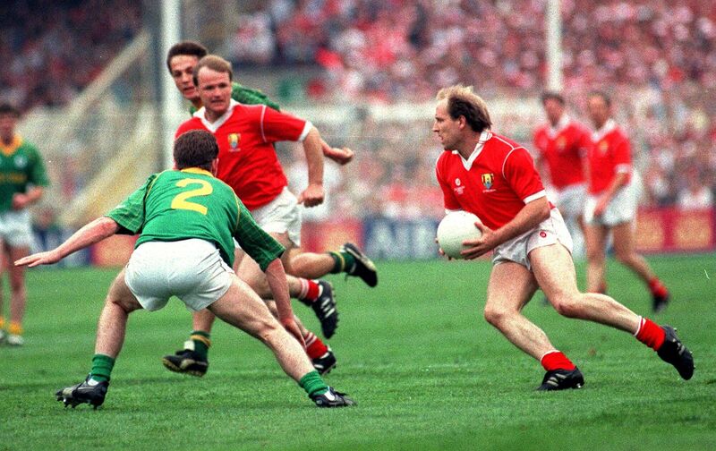 Dave Barry on the run up the pitch for the Rebels against Meath in the 1990 decider at Croke Park.