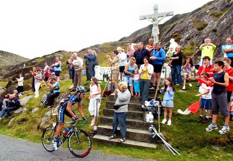 Cyclists applauded as they reach the summit of the Healy Pass in a scene similar to that in the Tour de France mountain stages in 2007. Picture: Denis Minihane. Cyclists applauded as they reach the summit of the Healy Pass in a scene similar to that in the Tour de France mountain stages in 2007. Picture: Denis Minihane.