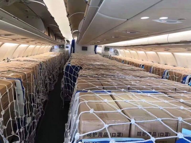 Cargo loaded on seats and in 'overhead lockers' on the Aer Lingus flight EI9019. 