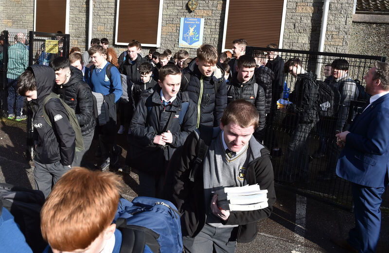Pupils leaving Colaiste Eamann Ris, in Cork after schools were closed to stop the spread of the Covid -19 virus Picture: Eddie O'Hare Pupils leaving Colaiste Eamann Ris, in Cork after schools were closed to stop the spread of the Covid -19 virus Picture: Eddie O'Hare