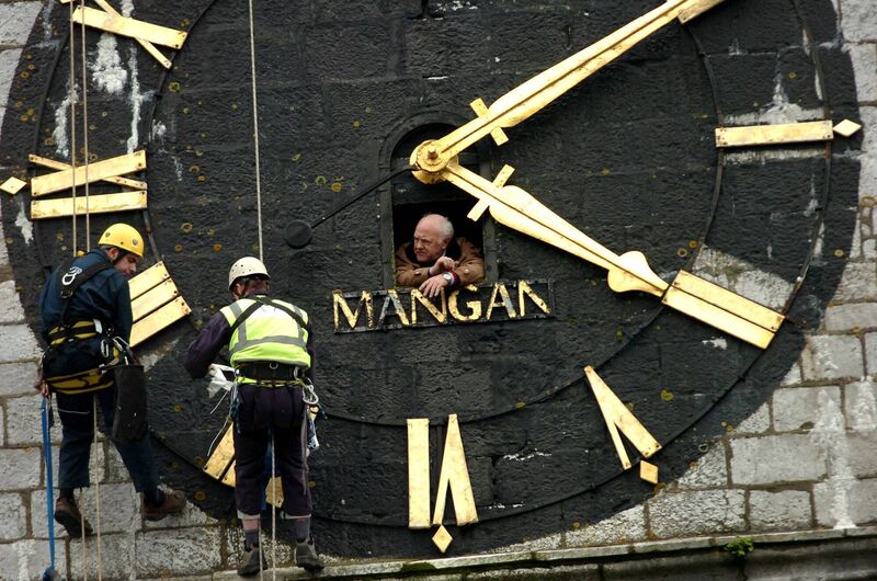 Shandon Clock undergoing some restoration a few  years ago. Picture: Richard Mills.