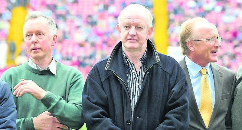 Dave McCarthy, Declan Barron, and Ned Kirby of the Cork All-Ireland football winning team of 1973 who were honoured at the 2013 Cork county senior football final.