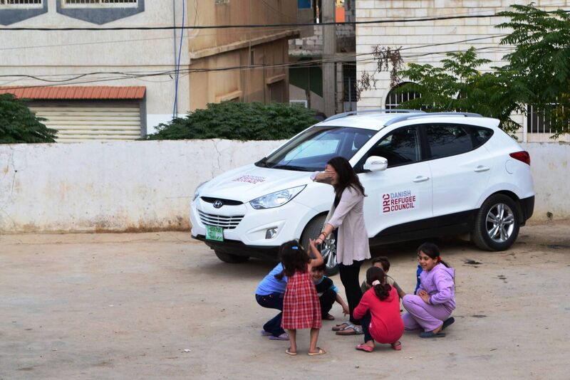 Michelle Healy playing a game with Syrian children. Michelle Healy playing a game with Syrian children.