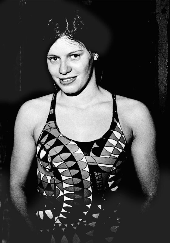 Deirdre Sheehan, Irish Olympic swimmer, training at Eglinton Pool in 1976.