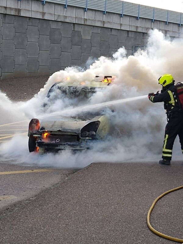 Cork City Fire Brigade putting out a van that caught fire at the Sarsfield Road Roundabout on Monday May 11.
