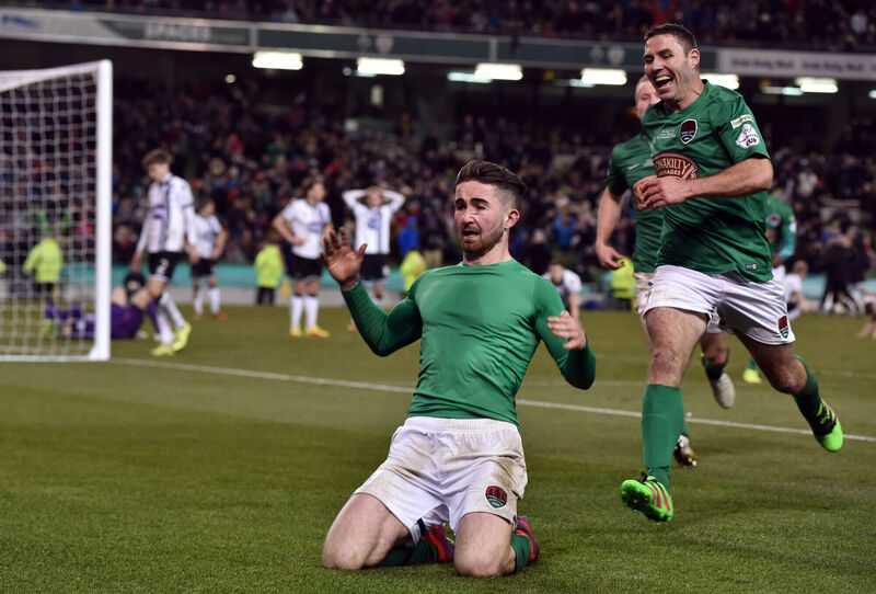 Seán Maguire after his winner against Dundalk in 2016. Picture: Eddie O'Hare Seán Maguire after his winner against Dundalk in 2016. Picture: Eddie O'Hare