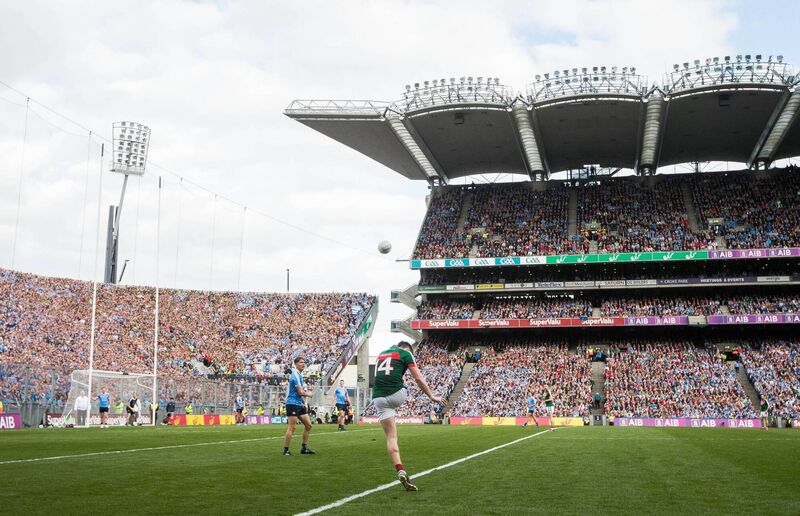 Mayo's Cillian O’Connor takes a late free against Dublin at Croke Park. Picture: INPHO/Ryan Byrne
