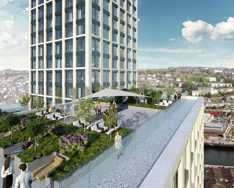 The roof terrace of the new JCD apartment building on the Sextant site. Source: G-Net 3D