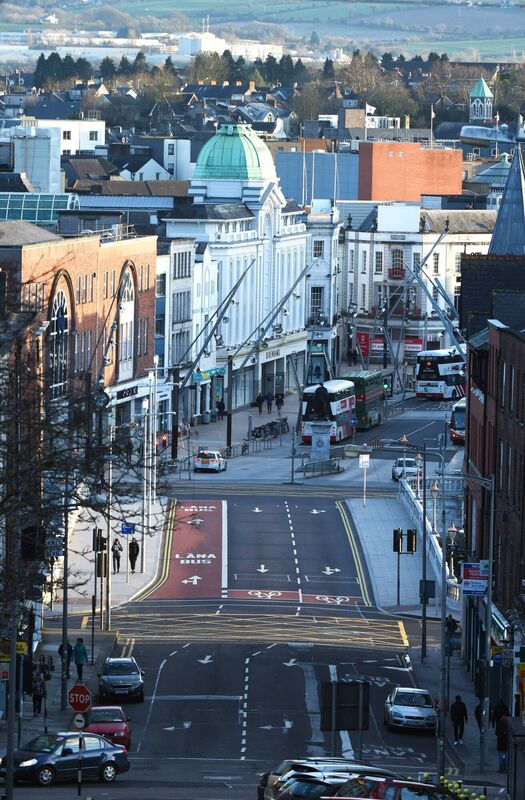 Very quiet city streets on Saturday afternoon in Cork City. St Patrick's Street, Cork with very few people out on Saturday March 28. Pic; Larry Cummins