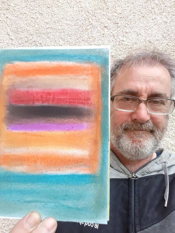Patrick Byrne Art Psychotherapist with some of his artwork. Patrick Byrne Art Psychotherapist with some of his artwork.