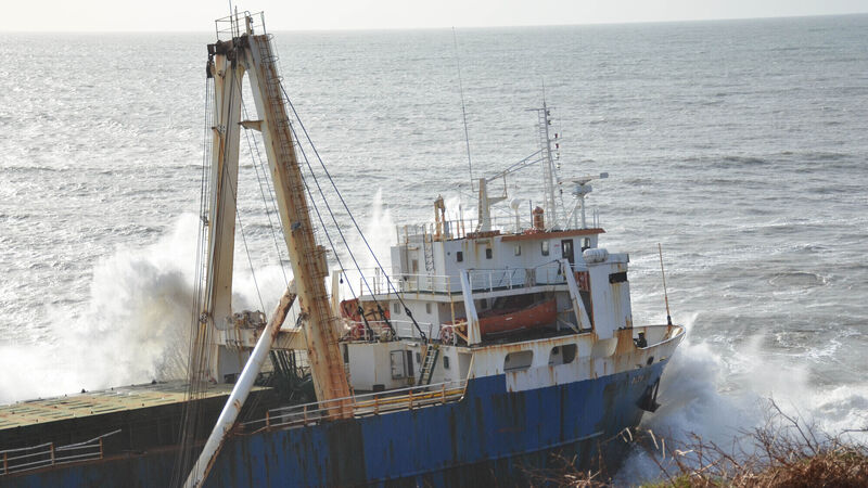 Watch: Dramatic drone footage of 'ghost ship' wreck off Cork Coast Watch: Dramatic drone footage of 'ghost ship' wreck off Cork Coast