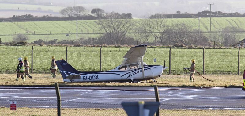 The damaged Light Aircraft at Cork Airport. The damaged Light Aircraft at Cork Airport.