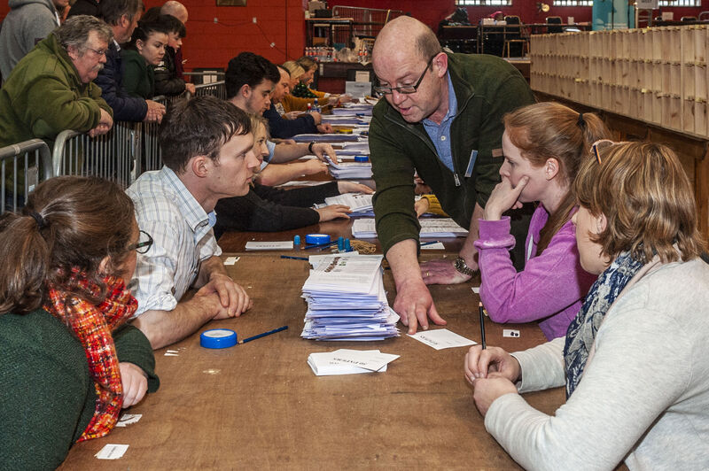 Count staff at the Cork South West count centre in Clonakilty.