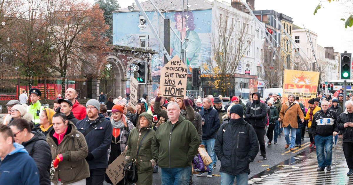 Protesters march through Cork demanding action on the housing crisis