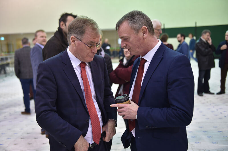 Colm Burke and Cllr. Fergal Dennehy at the count centre at Nemo Rangers, Douglas, Cork. Picture Dan Linehan