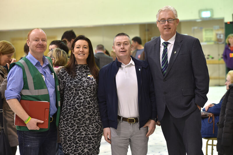 Cllr. Mick Nugent, Cllr. Fiona Kerins, Cllr. Kenneth Collins and Cllr. Thomas Gould at the count centre at Nemo Rangers GAA club, Cork. Picture Dan Linehan