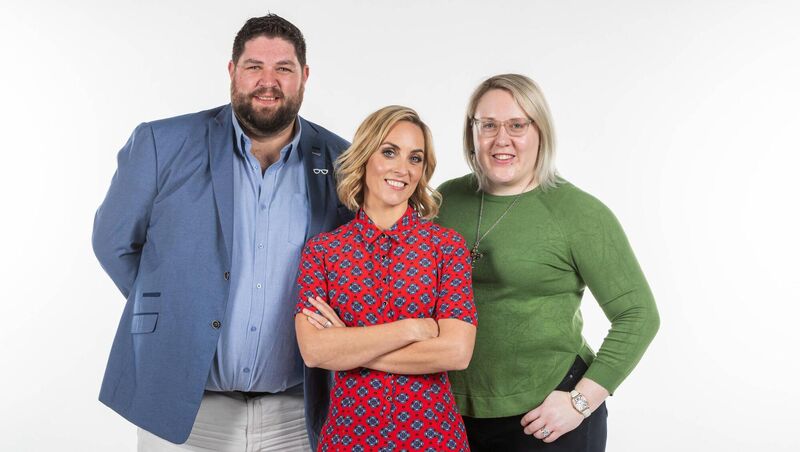 Andrea and Barry Rae, Cork participants in Operation Transformation, 2020, with presenter Kathryn Thomas