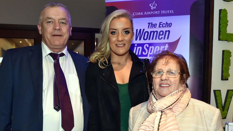 The Echo Sportswoman of the year Christina Desmond with Chriosteóir Desmond and Margaret Buckley at the Cork Airport Hotel. Picture: Eddie O'Hare