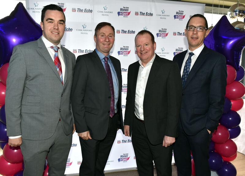 Diarmuid Vaughan, Cork Airport Hotel; Chief Supt Barry McPolin; John Cleary and Conor Healy, CEO Cork Chamber. Picture: Eddie O'Hare