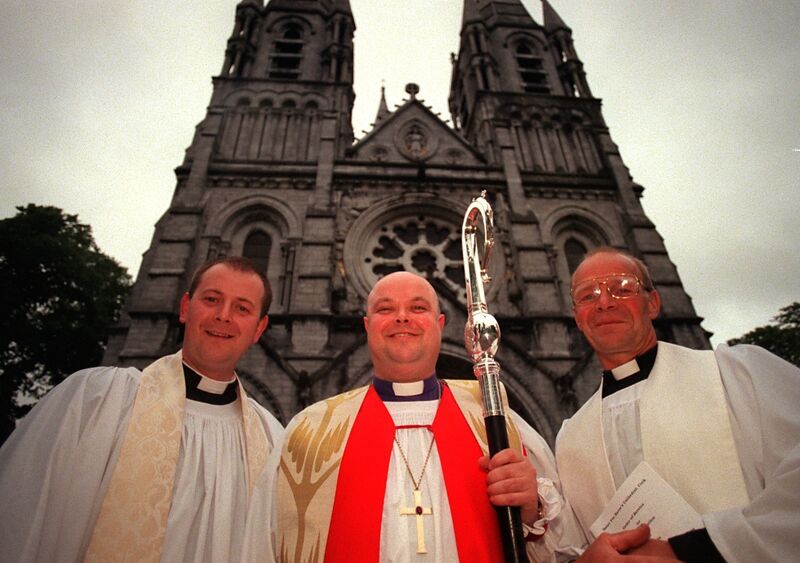 2000: The Church of Ireland Bishop of Cork Paul Colton (centre) outside St Fin Barre's Cathedral in Cork, at the ordination of new priests Daniel Nuzum (left) and Peter Massey. 2000: The Church of Ireland Bishop of Cork Paul Colton (centre) outside St Fin Barre's Cathedral in Cork, at the ordination of new priests Daniel Nuzum (left) and Peter Massey.