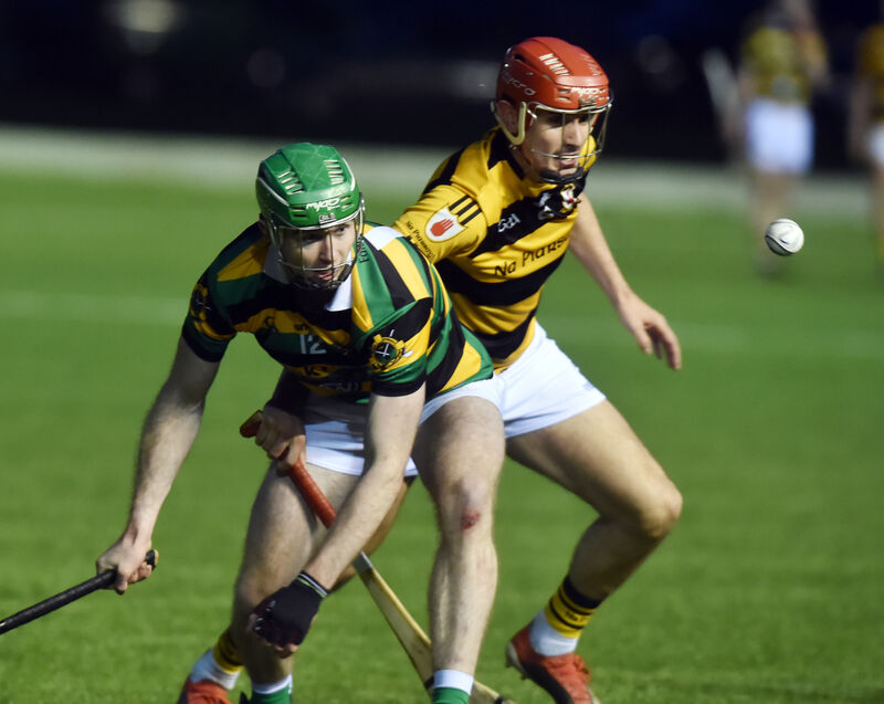Glen Rovers’ Luke Horgan and Na Piarsaigh’s Jamie Morrissey tussle for the ball. Picture: Eddie O’Hare Glen Rovers’ Luke Horgan and Na Piarsaigh’s Jamie Morrissey tussle for the ball. Picture: Eddie O’Hare