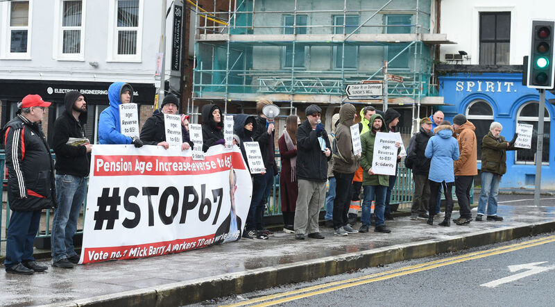 People took part in the 'pension age protest', organised by Mick Barry, in January.Pic; Larry Cummins