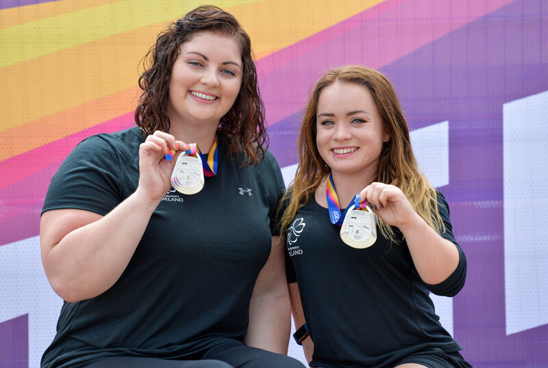 Orla Barry and Niamh McCarthy, with their silver medals during the 2017 Para Athletics World Championships Day 3 at the Olympic Stadium in London. Picture: Luc Percival/Sportsfile